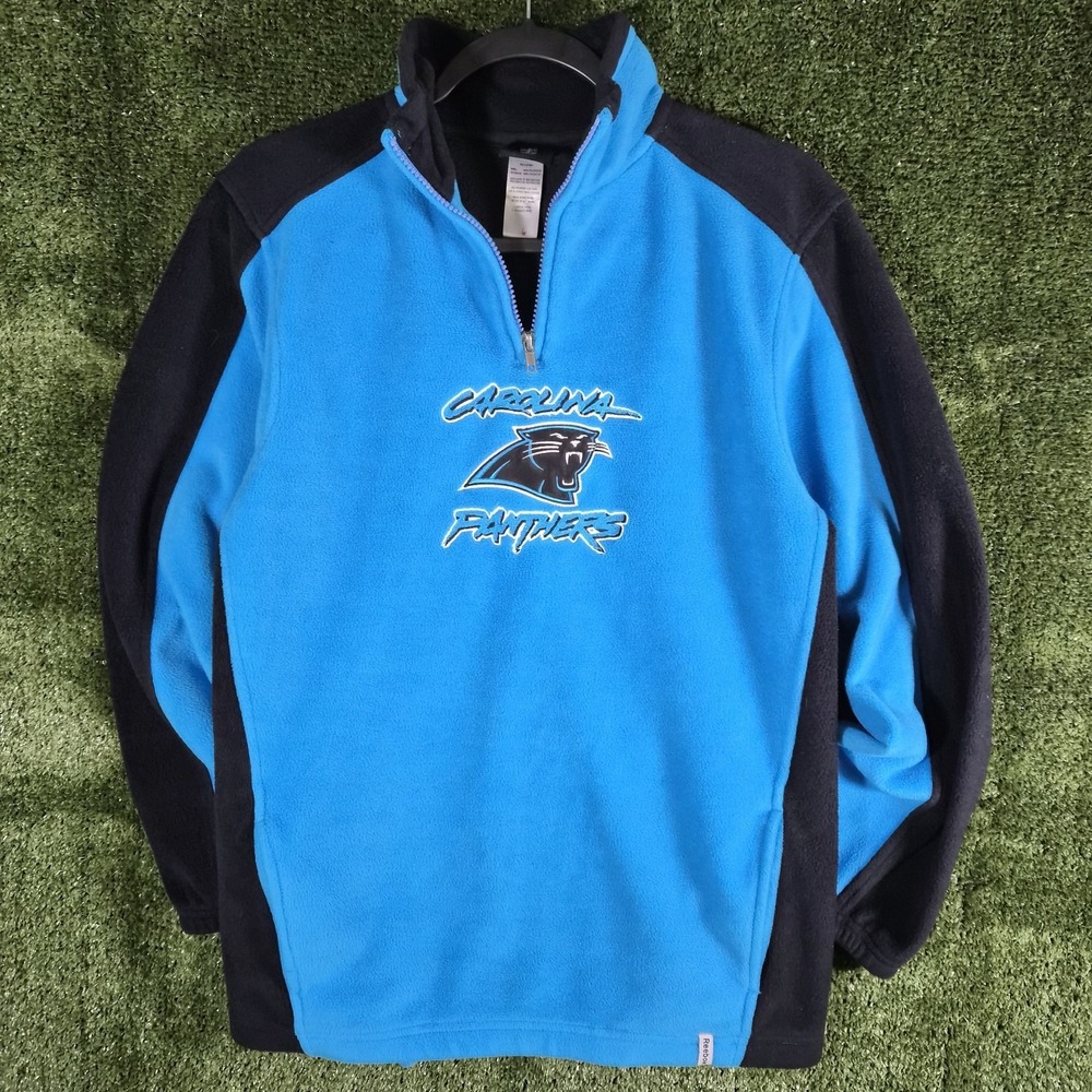 Reebok Carolina Panthers Quarter Zip Fleece Pullover NFL Team Apparel Youth L